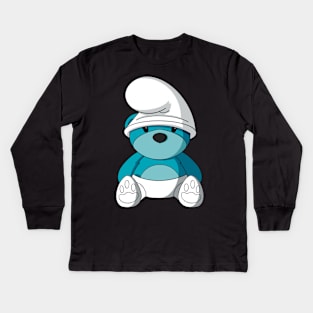 Smurf Teddy Bear Kids Long Sleeve T-Shirt